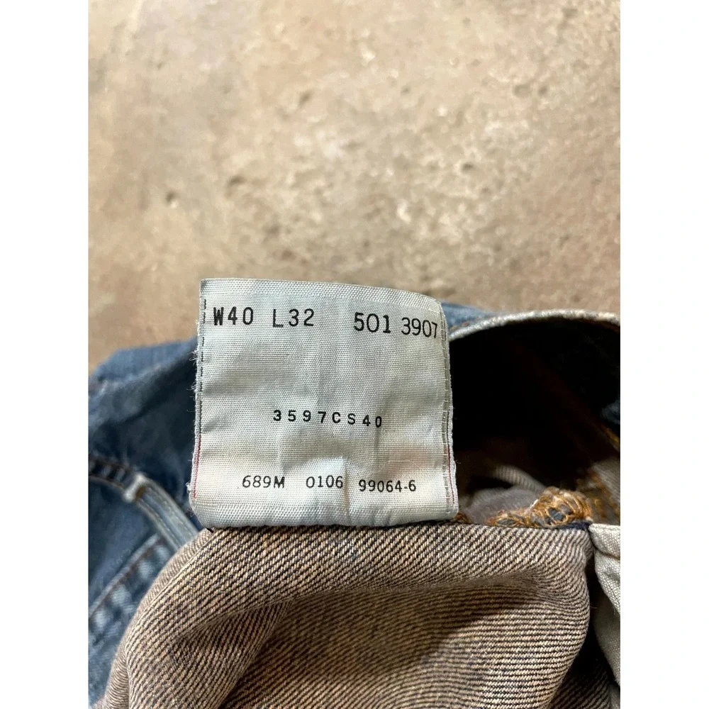 Levi's 501 Straight Jeans Men 40x32 Blue Denim Logo Cotton High Rise Regular Fit